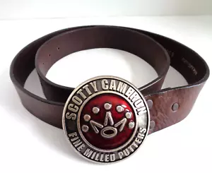 Scotty Cameron Belt Buckle w/Men's Brown Italian Saddle Leather Belt Size 38 - Picture 1 of 14