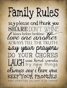 Family Rules, Retro vintage style metal tin sign gift - Picture 1 of 1