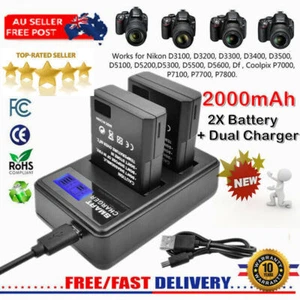 2X EN-EL14 Battery+ Dual Charger for Nikon D3500 D5600 D3200 D5200 D5300 D3100 - Picture 1 of 8