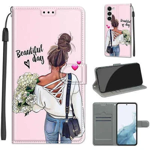 Girl Wallet Phone Case For Samsung iPhone Xiaomi ZTE Sony OPPO Nokia Asus Huawei - Picture 1 of 12