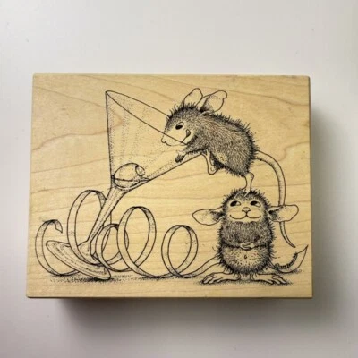Olive A Party! Martini~House Mouse Rubber Stamp~ 4.5"X 3.5"~Stampa Rosa 234 - Image 1 of 4