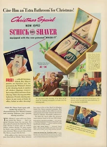 1939 Schick Shaver Christmas Special Wisk-It Extra Bathroom Man Vintage Print Ad - Picture 1 of 8