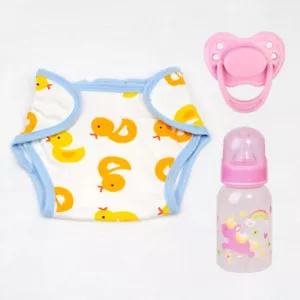Pañal de tela de algodón + botella + chupete rosa para muñecas bebé renacido kit accesorio hágalo usted mismo - Imagen 1 de 7