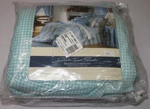 Classic Traditions Gingham Teal Gathered Bed Skirt JC Penney Color Forum KING - Picture 1 of 6