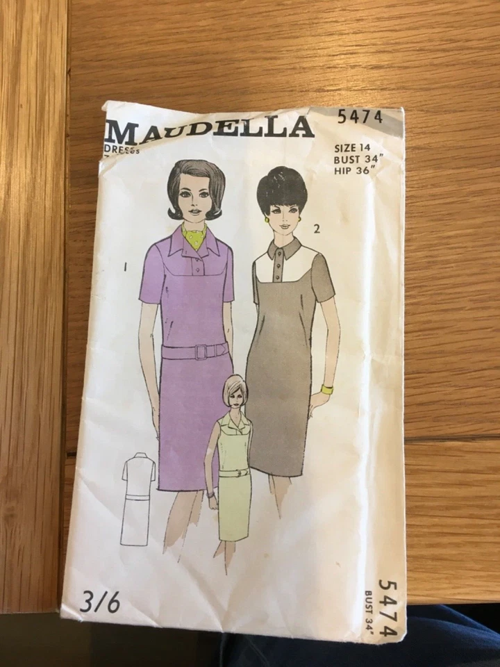 1960’s  MAUDELLA SEWING PATTERN 5474 dress size 14 bust 34 PRE CUT FREE  P&P - Image 1 of 4