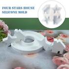DIY Concrete Four Star House Candle Holder Mold Handmade Silicone Molds` O3D3