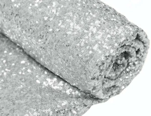 Silver Sequin Fabric, By The Yard, Sequin Fabric, Linen, Sequin Tablecloth - Picture 1 of 3