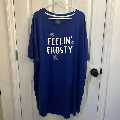 NUEVO CON ETIQUETAS Secret Treasures Damas Camisa de Dormir Escarchada Azul Talla Grande 2X-3X Foto 1 de 4