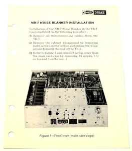 ORIGINAL DRAKE R7 / TR7 NB-7 NOISE BLANKER INSTALLATION INSTRUCTIONS - 4 SIDED - Picture 1 of 1