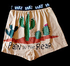 Lazyone Men's "Pain In The Rear" Cactus - Small Tan Novelty Boxer Shorts  #B001