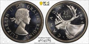 1964 Canada  Gem PL Twenty Five Cents  Quarter   PCGS PL 66 DCam - Picture 1 of 1