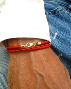 Kabbalah red string luck bracelet 14k solid Gold wrap bangle protection evil eye - Picture 1 of 7