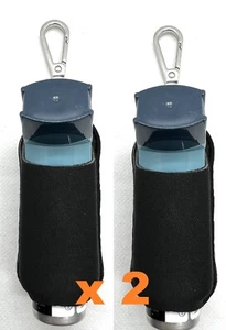 Black Asthma / Ventolin Inhaler / Puffer Cover / Case Metal Clip, 2 x holder - Picture 1 of 10