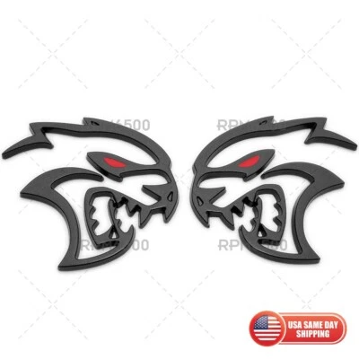 2x Dodge Challenger Left & Right Fender Hellcat Redeye SRT Emblem Black Mopar - Image 1 of 3