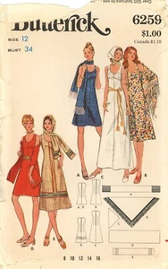 Butterick 6259 High-Fitted Scoop Neck Dress, Shawl, Stole & Kerchief Sz 12 CUT - Picture 1 of 6