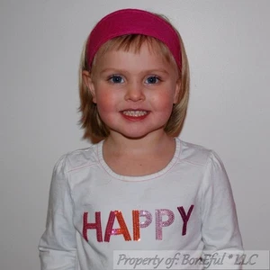 BonEful RTS NEW Boutique Fabric Headband Bright Hot PINK Flower Girl Happy Scout - Picture 1 of 1