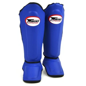 Twins Muay Thai Boxing Double Padded Shin Pads Blue-Black - Picture 1 of 2
