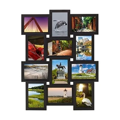 Melannco 12 Opening Collage Frame, Displays 4x6 and Six 6x4 Inch Photos, Black - Image 1 of 4