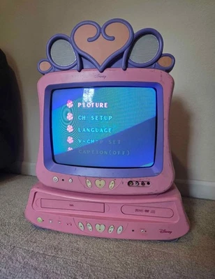Disney Princess CRT TV with Matching DVD VCR VHS Player Combo Pink Pre-owned - Image 1 of 4