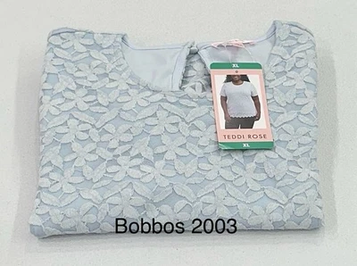 Blusa Teddi Rose para mujer cuello redondo manga corta, azul claro, talla XL Foto 1 de 3