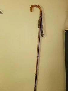 Vintage Antique Butterscotch Bakelite Bamboo Walking Stick Cane,leather Tassel. - Picture 1 of 24