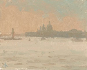 ORIGINAL RICHARDSON Riva Dei Sette Martiri venice italy landscape OIL PAINTING - Picture 1 of 1