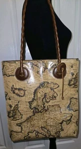 Patricia Nash Cavo Tote • European Map Print Faux Suede Lining Market Tote NWOT - Picture 1 of 23