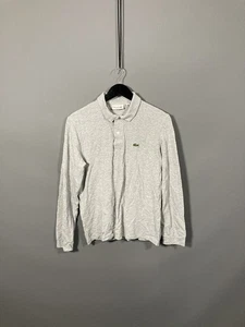 LACOSTE LONG SLEEVE Polo Shirt - Size 4 Medium - Grey - Condition - Men’s - Picture 1 of 4