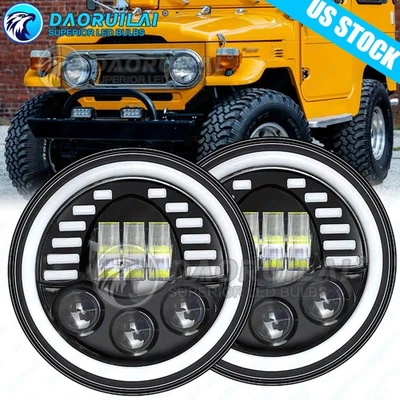 Pair 7inch Round Led Headlights for TOYOTA LAND CRUISER FJ40 FJ60 J80 1965-1985 — 第 1/4 张图片