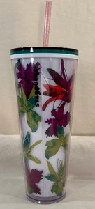 2022 Starbucks TROPICAL FLORAL 24oz Tumbler: Spring/ Summer • Acrylic Lid Straw - Picture 1 of 13