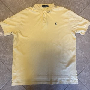 Polo Ralph Lauren Yellow Cotton Short Sleeve Collared Polo Shirt Mens XL - Picture 1 of 4