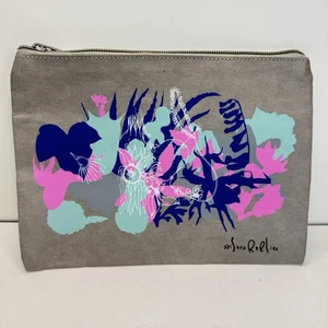 Iceland Air Travel Amenity Case Only by Sara Rafliss Floral Pink Blue Gray Teal - Picture 1 of 4