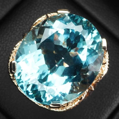 Anillos luminosos de oro rosa de plata de ley 925 de 16,30 quilates ovalados aguamarina azul océano Foto 1 de 4