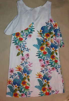 Robe blanche imprimée fleurs sans manches fête cérémonie mariage fille 13-14 ans - Photo 1/4