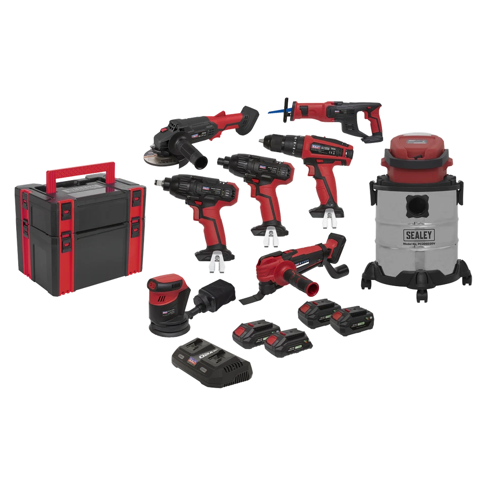 8x 20V Cordless Tool Combo from SV20 Series (Genuine Sealey CP20VCOMBO4) - Image 1 of 4
