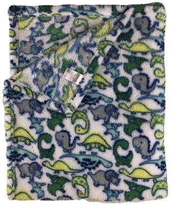 可爱派恐龙毛绒婴儿抓绒安全毯 Lovey 34x29 灰色霓虹黄色  — 第 1/4 张图片