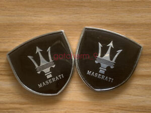 2pc For Maserati VIP Black Metal Side Rear Car Sticker Fender Emblem Badge 3D