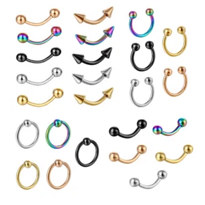 10PCS/Lot Circular Curved Barbell Horseshoe Rings Septum Nose Lip Ear Cartilage - Picture 1 of 10