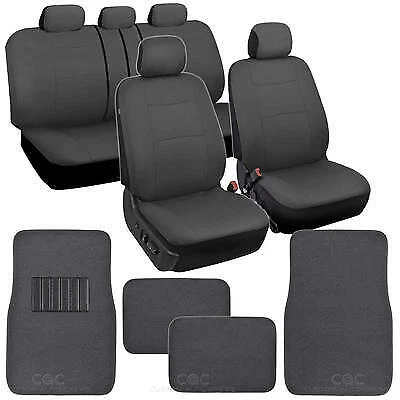 Juego completo de fundas de asiento de coche gris carbón + alfombrillas delanteras y traseras Foto 1 de 4