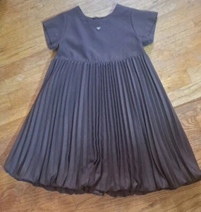 Lili Gaufrette Paris Brown Empire Waist/Pleats/Midi Party Dress 8yrs France - Picture 1 of 12