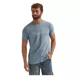 112344127 Camiseta Wrangler Para Hombre Logo Calce Regular Manga S - Ashley Azul Brezo - Imagen 1 de 8