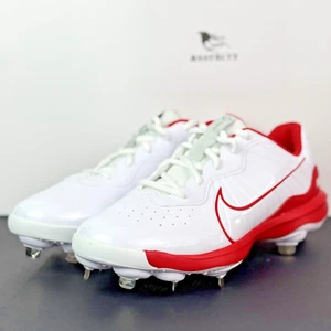 Nike Alpha Huarache Varsity 4 Low White/Red DJ6516-104 Men's 8.5 Baseball Cleats - Picture 1 of 12