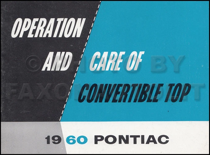 Manuale Originale Del Tetto Convertibile Pontiac 1960 Bonneville Catalina - Immagine 1 di 1