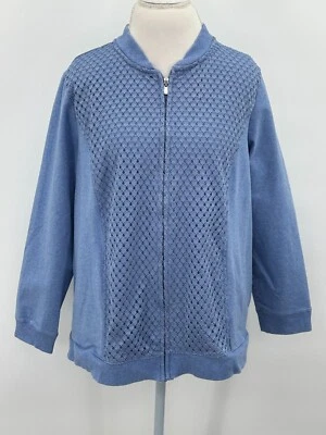 Alfred Dunner 20W Sudadera Chaqueta Cremallera Manga Larga Azul Mezcla Algodón Elástico Foto 1 de 4