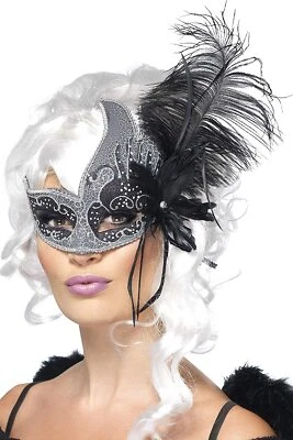 Smiffys Womens Masquerade Dark Angel Eyemask - Image 1 of 3