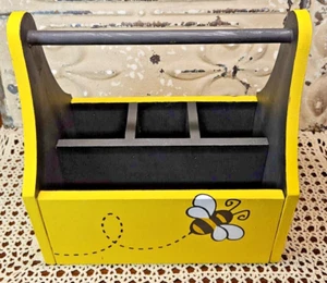 Handgefertigte gelbe und schwarze Hummel Multi-Fach Werkzeugkiste Garten Caddy - Bild 1 von 10