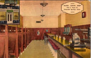 COLORADO SPRINGS DIANA CAFETERÍA RESTAURANTE VINTAGE LINO POSTAL - Imagen 1 de 2