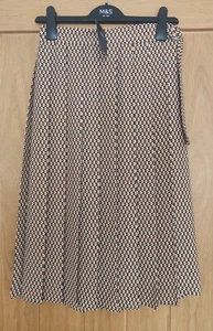 M&S Geometric Pleated Wrap Skirt UK 8/12/14 Reg - Picture 1 of 6