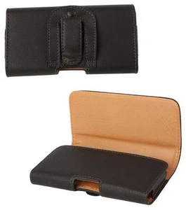 HTC Desire 310 Universal Side-Carry Leather Pouch in Black with Belt Clip/Loop. - Picture 1 of 1