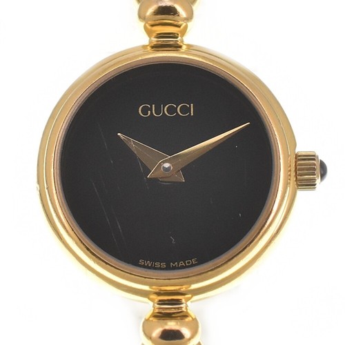Orologio Gucci Bracciale 2700.2.L Placcato Oro Quadrante Nero Quarzo Donna K#139481